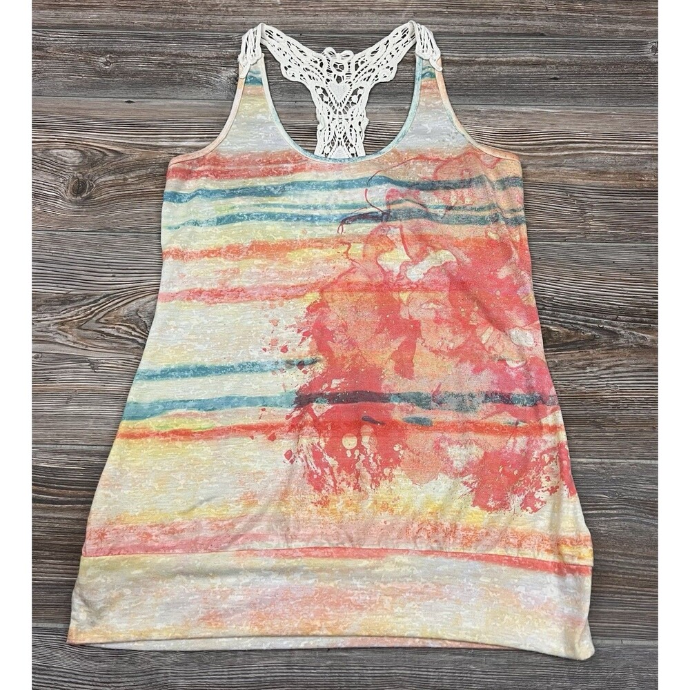 Maurice's Crochet Racerback Tank Top Women's MED Multicolor Y2K 2000's